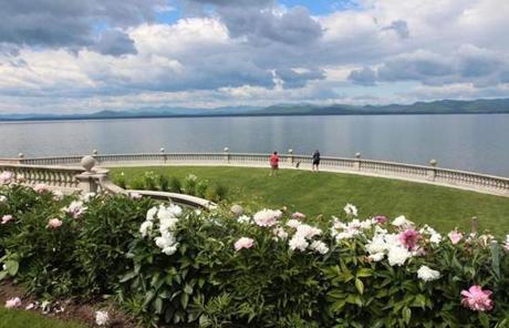 The balustrade overlooking Lake Champlain.
